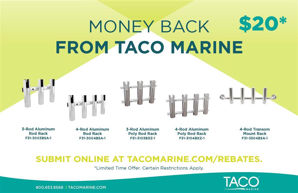 TACO Marine sport fishing rod holders rebate